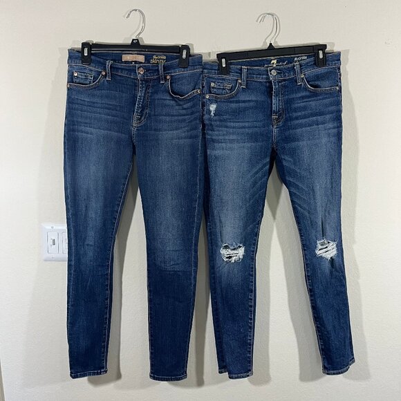 7 for all Mankind Women's Bundle of 2 B(AIR) Ankle Skinny Jeans Size 28